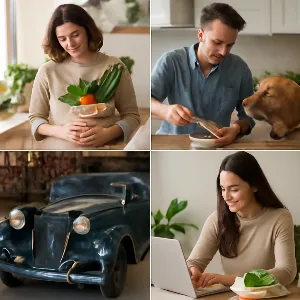 A collage of visuals reflecting real-life scenarios relevant to different niche markets, such as eco-friendly living, gourmet - Generated Image